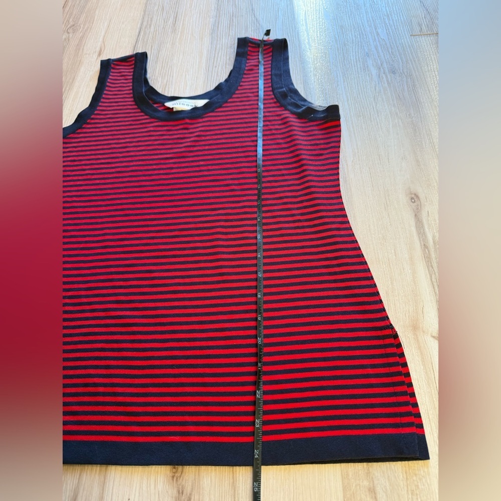 Exclusively Misook Women's Medium blue & Red Striped Knit Tank Top Acrylic M - Picture 5 of 5